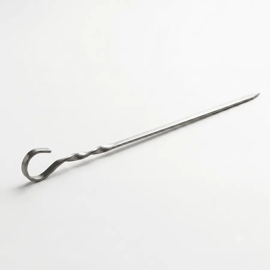 Shampur for meat and vegetables (1 piece) - 50 cm Grill Skewer 50 cm – Stainless Steel, 50 cm long, 0.9 cm wide, and 1.8 mm thick. The flat design ensures even grilling on all sides. gruzínský šampura na zeleninu