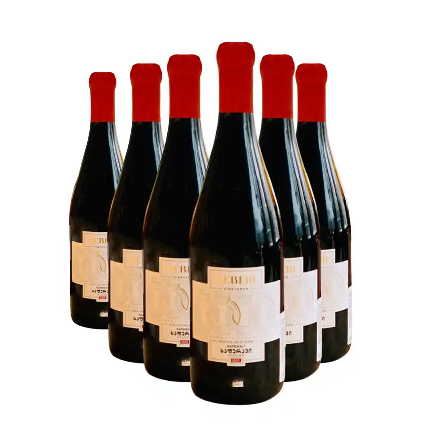 6x Beberi - Premium Saperavi red dry wine Six bottles of Premium Saperavi from the small family winery Beberi in the Sagarejo area, in the heart of Kakheti. Limited production, hand-picked grapes, and oak-barrel ageing give this 13% wine a deep dark red colour, a full flavour of ripe blackberries, and subtle notes of spice and vanilla. A stock for lovers of exclusive Georgian wines. 6x Beberi - Premium Saperavi red dry wine