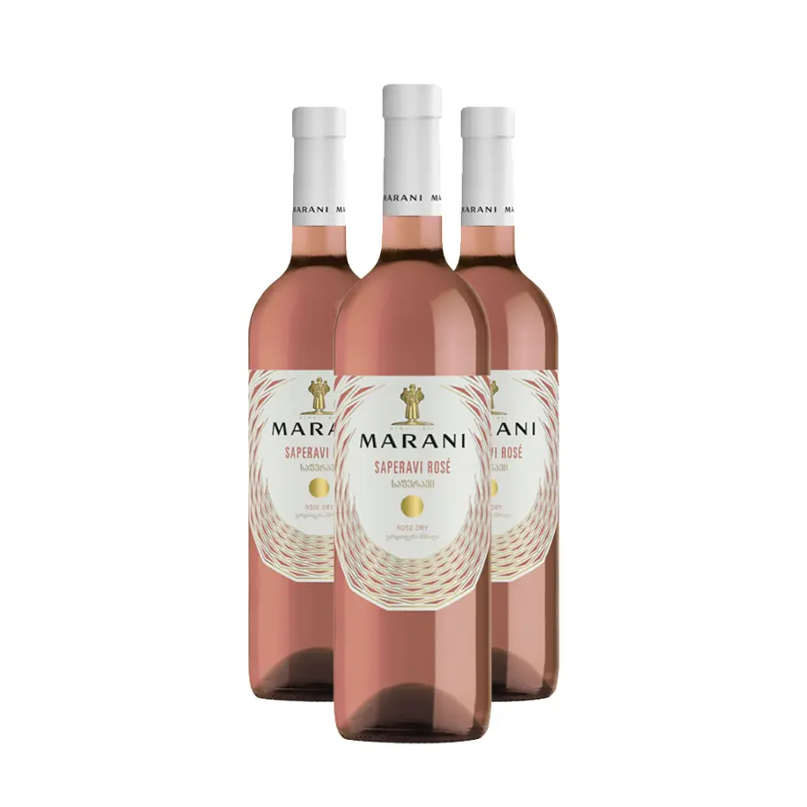 3x Marani ROSE SAPERAVI suché víno Tři láhve suchého rosé Rose Saperavi ze 100% odrůdy Saperavi – ideální formát pro první seznámení s touto odrůdou v jejím nejlehčím a nejsvěžejším podání. 3x Marani ROSE SAPERAVI suché víno