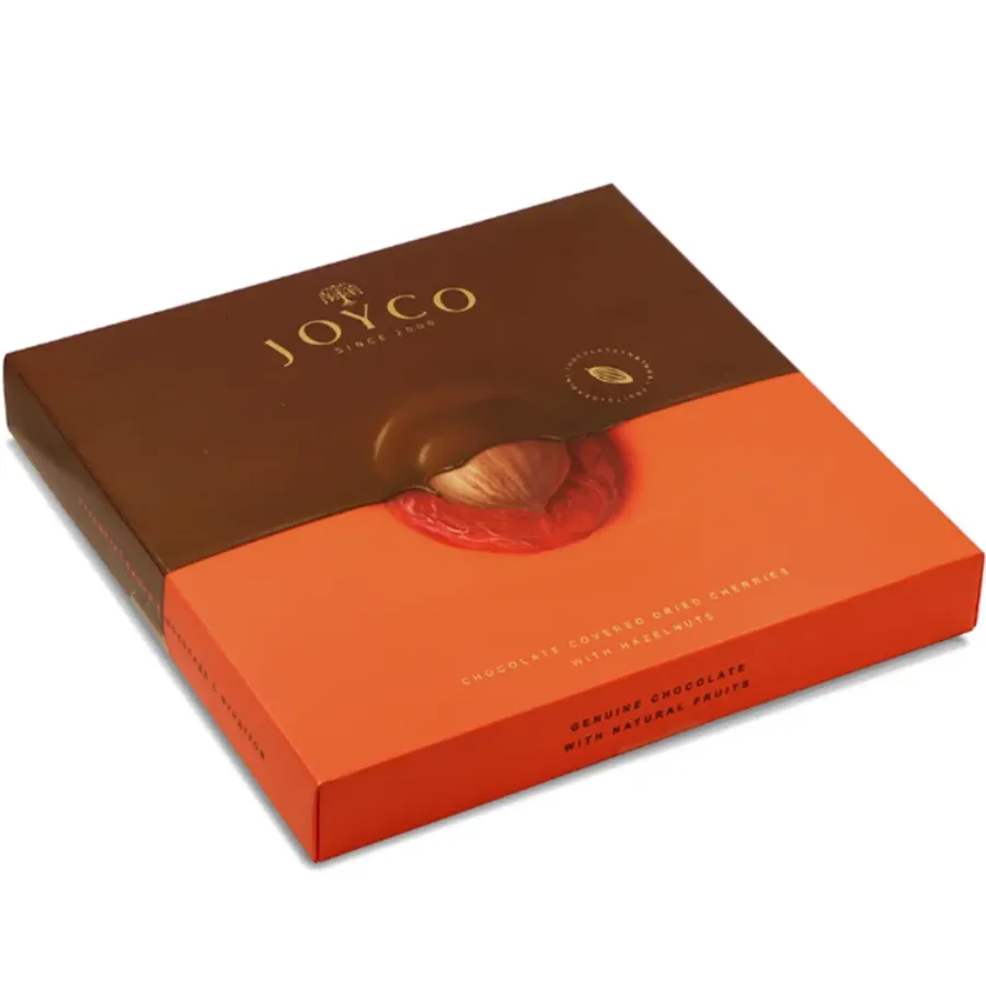 Dried Sour Cherries in Chocolate with Hazelnuts - 170 g. The tart, distinctive flavour of sour cherries combined with chocolate is a classic that probably every lover of chocolate pralines knows – the Armenian brand Joyco further enriches it with hazelnuts, making it one of the most interesting treats in our range of Georgian and Caucasian sweets. Dried Sour Cherries in Chocolate with Hazelnuts - 170 g.