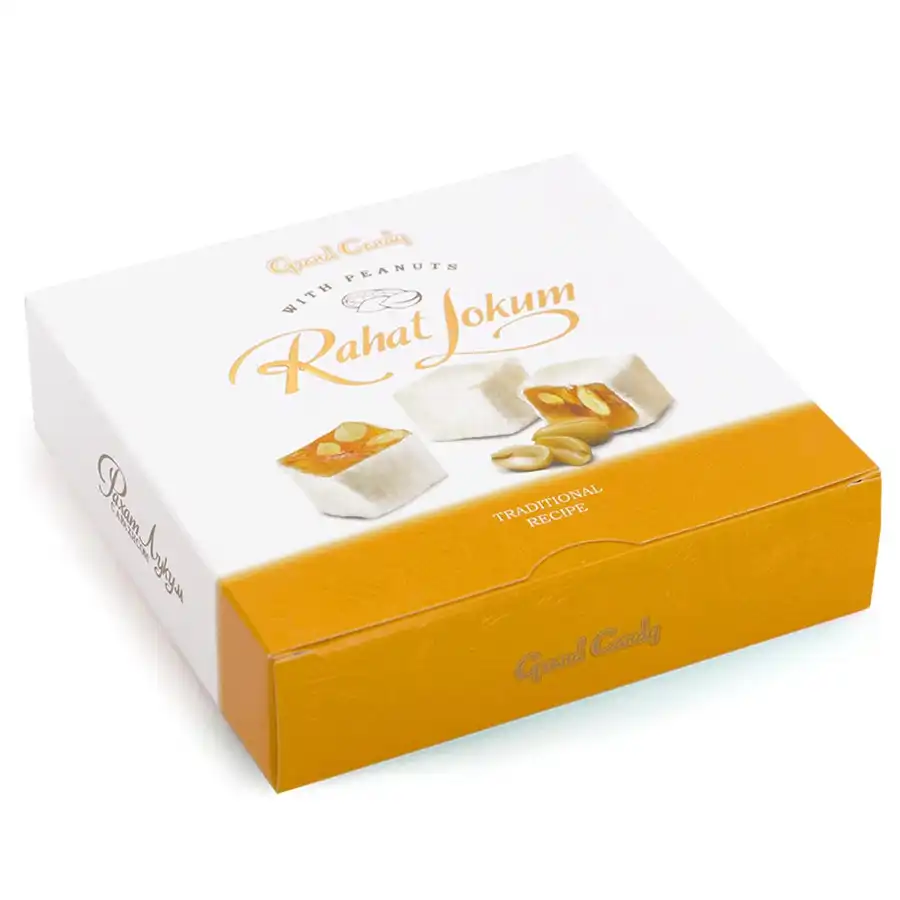 Rahat-Lokum with Peanuts - 250 g. We're regularly expanding our range of Georgian and Caucasian sweets – and Rahat-Lokum with peanuts from the Armenian brand Joyco is one of the classics that belongs firmly among them. If you already know our vanilla Rahat-Lokum, this version will delight you with the same soft texture, this time enriched with crunchy peanuts. JOYCO - RAHAT-LOKUM S ARAŠÍDY Z ARMÉNIE 250G