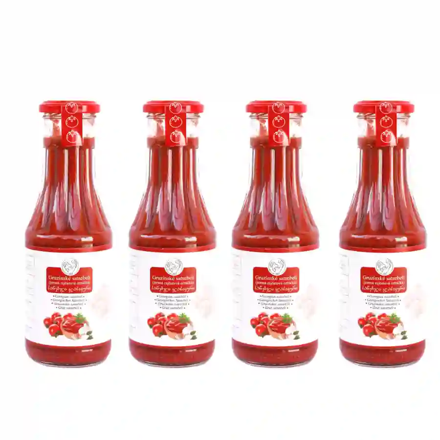 4x Satsebeli Classic - 370 ml. A set of four identical bottles of Satsebeli Classic – a traditional Georgian tomato sauce with a mild, balanced flavour. Ideal if you serve satsebeli regularly with grilled meat. 4x Satsebeli Classic - 370 ml.