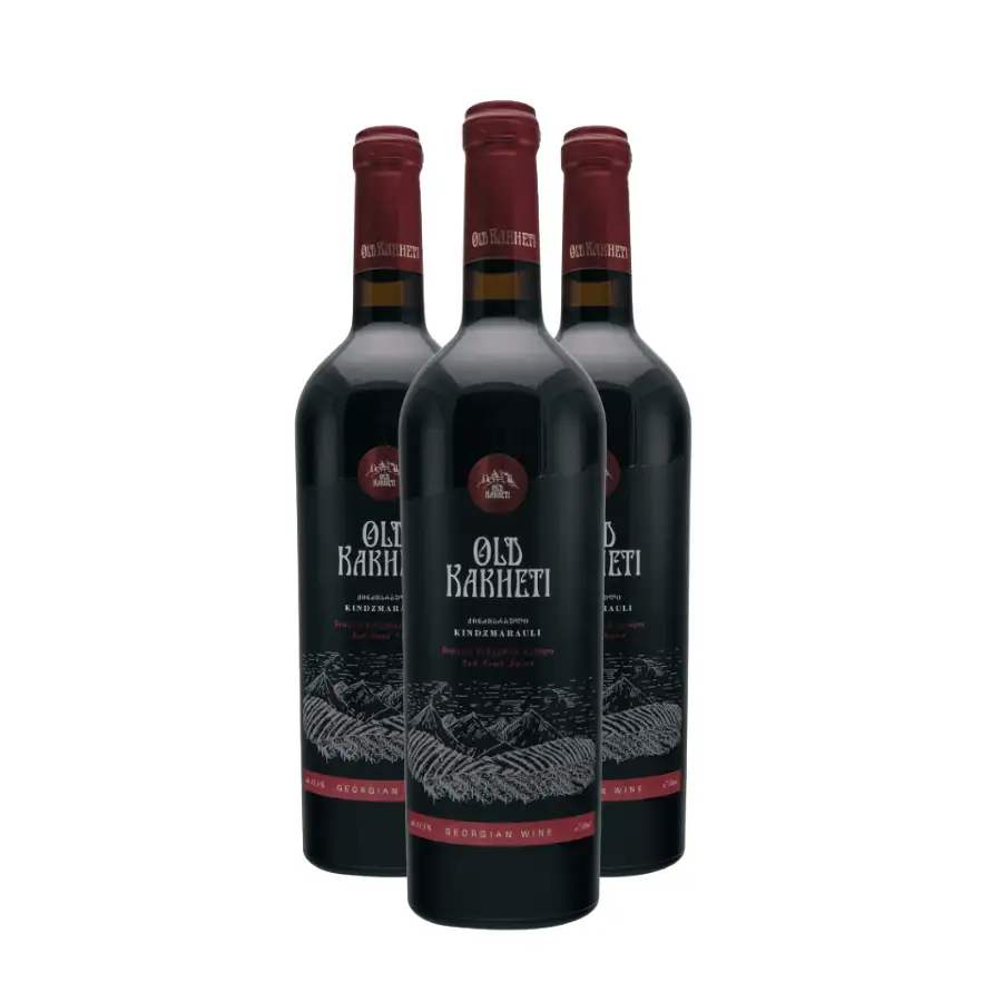 3x Old Kakheti Kindzmarauli červené polosladké víno Sada obsahuje 3 lahve po 0,75 l. Old Kakheti Kindzmarauli je červené víno s přirozenou zbytkovou sladkostí, které smí nést jméno své chráněné apelace v Kachetii. Zaujme granátovou barvou, vůní třešní a lesního ovoce a hebkou chutí, která končí jemně sladce. Skvělé k dezertům, sýrům nebo jako aperitiv. KTW Old Kakheti Kindzmarauli červené sladké víno